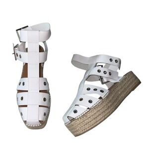 Free People Gable gladiator espadrille platform  sandals  White leather NWT sz 8